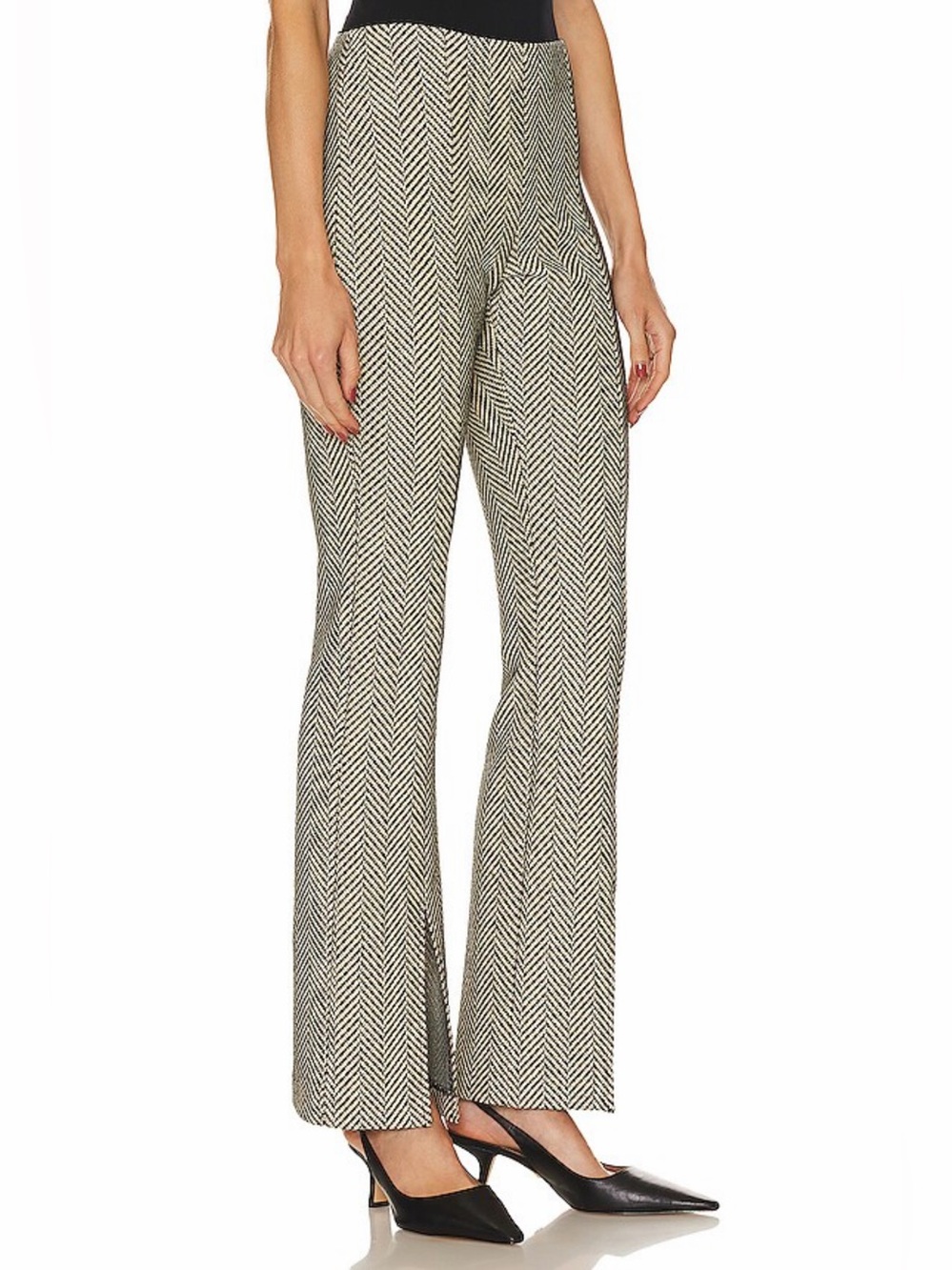 Le Superbe Modern High-Waist Tweed Trousers Keith Herringbone Metallic Size 4